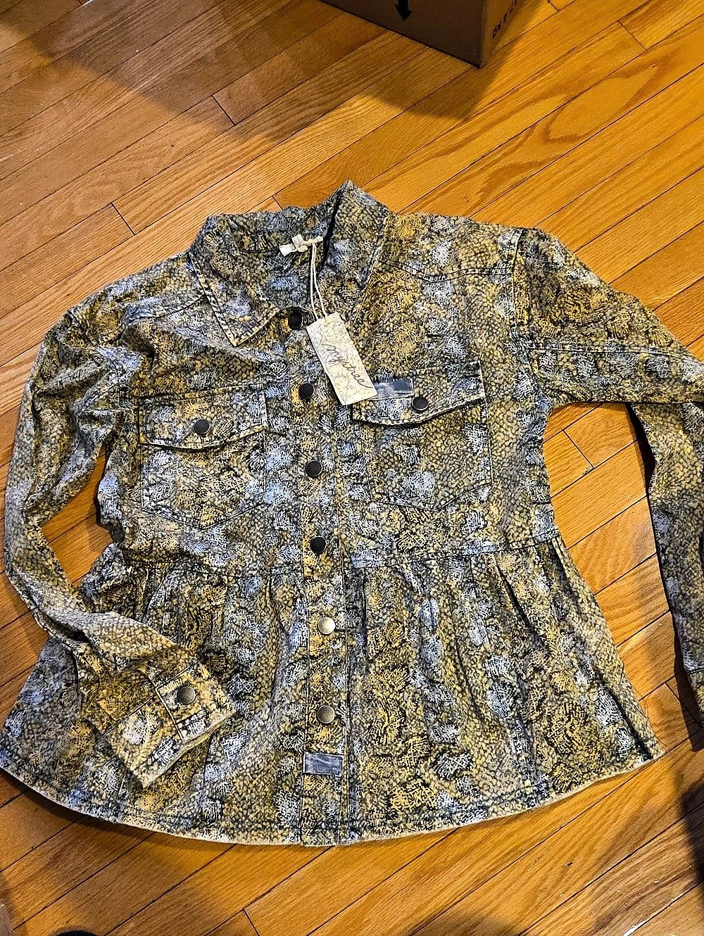 Free People Abstract Print Jean Jacket NWT